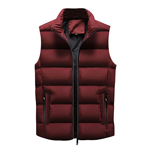 Generisch Weste, Herren Outdoor Jacke Weste Herbst Reißverschluss Regelmäßige Mit Vielen Taschen Arbeitsweste Abnehmbare Ärmel Softshellweste Cord Fliesweste Dünn Gilet (5XL, Rot) von Generisch