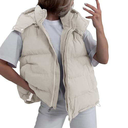 Generisch Weste Damen Kurz Ärmellose Lose Daunenweste Steppweste Winterweste Damen-Westen Warm Winterjacke Wintermantel Softshell Weste Übergangsweste Softshelljacke Pufferjacke von Generisch