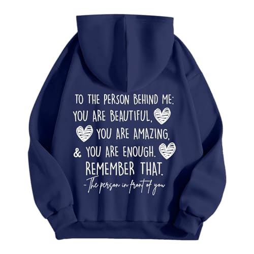 Generisch Weste Damen Mit Damen Kapuzenpullover You Are Enough von Dear Person Behind Me Remember That Mental Health Pullover Pulli Mit Schrift Kapuzenpullover Damen Dünn (Navy, XL) von Generisch