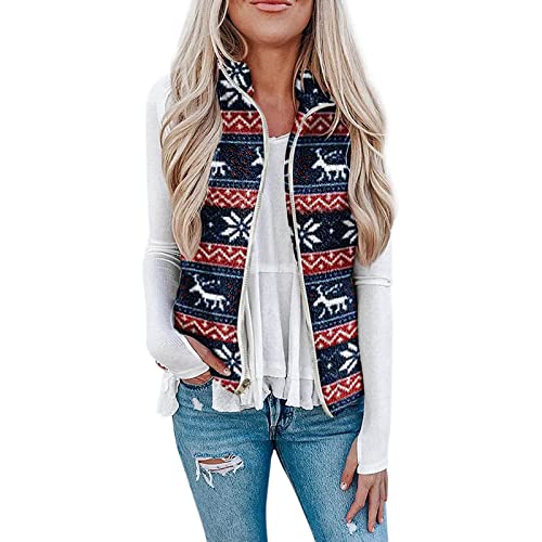 Generisch Weste Damen Weihnachtsweste Fleeceweste Steppweste Teddy Weste Warm Winterjacke Damen-Westen Wintermantel Winterweste Steppjacke Softshelljacke Übergangsweste Daunenmantel von Generisch