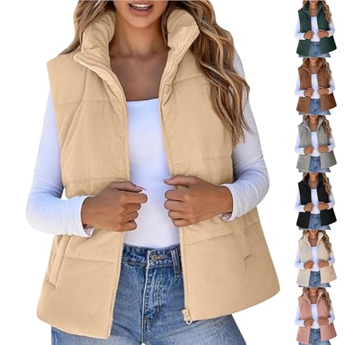 Generisch Weste Damen Winter Steppweste Ärmellose Winterweste Damenwesten Daunenweste Übergangsjacke Wintermantel Winterjacke Warm Jacke Herbst Steppweste Damen Wintermantel Warm Übergangsweste von Generisch