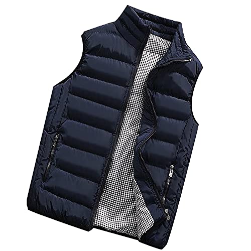 Generisch Westen Herren, Warme Weste Mit Reißverschluss Taschen Herren Outdoor Winterweste Motorrad Sommer Leicht Ärmellose Strickjacke Outdoorwesten Für Softshellweste Sport (XXL, Dark Blue) von Generisch