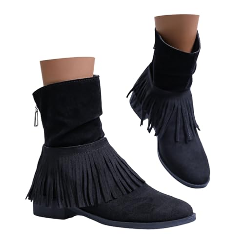 Generisch Western Stiefeletten Mit Absatz Ankle Boots Chelsea Stiefel Cowboystiefel Western-Cowgirl-Stiefel Cowboy Spitz Knöchelstiefel Freizeitschuhe Winter Damenstiefel von Generisch
