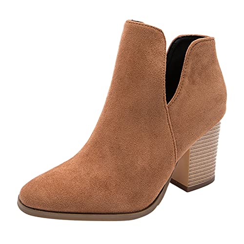 Generisch Westernstiefel Damen Kurzstiefel Vintage Motorrad Biker Ankle Boots Wildleder Stiefeletten Mit Absatz Damenstiefel Cowboystiefel Reitstiefel Gothic Stiefel Herbst Winter Arbeitsstiefel von Generisch