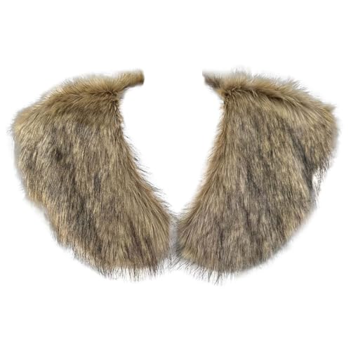 Generisch Wikinger Kunstfell Kragen Pelzkragen Fell Schulterüberwurf Umhang Damen Schal Mittelalter Fell Schulter Fellumhang Wikingerpelz Accessoire für Karneval Cosplay Partys von Generisch