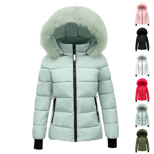 Generisch Wildlederjacke Damen Puffer Jacke Winter Winterjacke Warm Wintermantel Steppmantel Leicht Steppjacke Übergangsjacke Kurz Pufferjacke Daunenjacke Mantel Outdoor Fleece Damen Jacke von Generisch