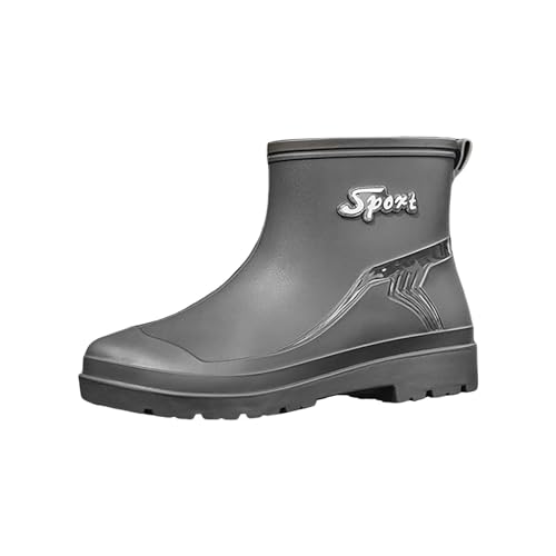 Generisch Winter Gummistiefel Damen Wasserfeste Schuhe Herren Regen Slip Freizeitschuhe Kurze Stiefeletten Outdoor Fashion Herren Freizeitschuhe Sneaker Schuhe Atmungsaktiv (Grey,43) von Generisch
