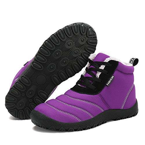 Generisch Winter Hohe Helfer Band Schuhe aus Baumwolle Größe Männer draußen Baumwollstiefel Mittelalter Warm bleiben. Schneestiefel (Violett,44) von Generisch