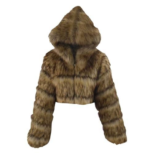 Generisch Winter Jacken Für Damen, Pelzmantel Kurz Kunstpelz Mantel Mit Kapuze Winterjacke Faux Pelz Coat Kunstfell Jacke Felljacke Pelzjacke Warm Parka Wintermantel, Jacke Damen Herbst Lang von Generisch