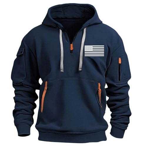 Generisch Winter Pullover, Angebote des Tages Deal Winter Reißverschluss Half Zip Mit Kapuze Kapuzenpulli Herren Hoodie Mode Sweatjacke Herren Jagd Oversize Bekleidung Herren Kapuzenpulli XXL von Generisch