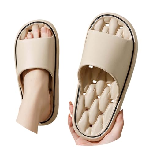 Generisch Winter Schuhe Damen Solide Dusche Zimmer Hause rutschfeste Atmungsaktive Massage Weiche Sohle Schnell Trocknend Slipper Bequeme Flache Schuhe Schuhe Damen I-5923 (Khaki, 43) von Generisch