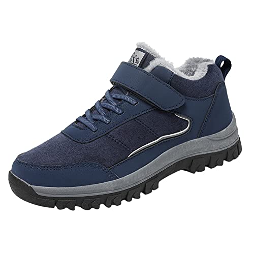 Generisch Winter Wanderschuhe Herren, Gefütterte Winterschuhe, Walkingschuhe Einfarbig Sneaker Winter Warm Schneeschuhe rutschfest Trekkingschuhe mit Flache Sohle Freizeitschuhe Winter Schuhe von Generisch