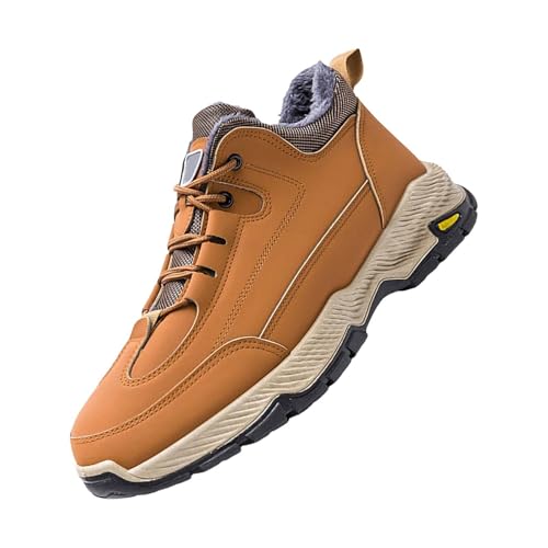 Generisch Winter Wanderschuhe Herren, Winterschuhe Gefütterte, Schneeschuhe Warm Wanderschuhe rutschfest Trekkingschuhe mit Schnürsenkel Freizeitschuhe Einfarbig Walkingschuhe Flach Schlupfschuhe von Generisch