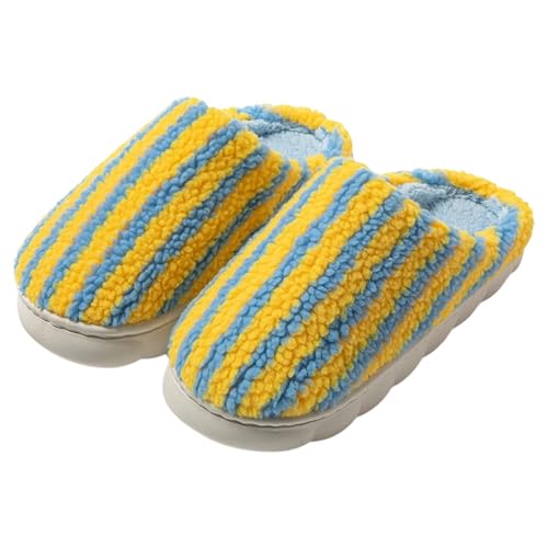 Generisch Winter Warm Hausschuhe Badepantoletten aus Frottee Rutschfeste Kunstfellkragen Scuff Offen Indoor Sohle für Schlafzimmer Slippers von Generisch