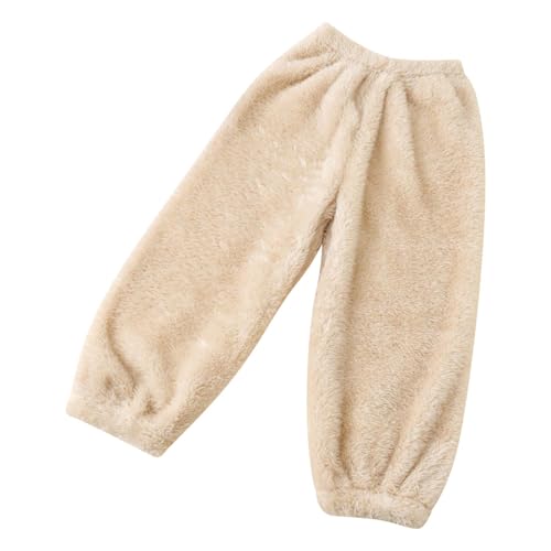 Generisch Winterhose Kinder Fleece Hosen Weiche Fleece Gefütterte Hose Freizeithose Kuschelhose Thermohose Lässiger Plüschhose Niedliche Fleecehose Einfarbig Loungehose Outlet Angebote Beige,140 von Generisch
