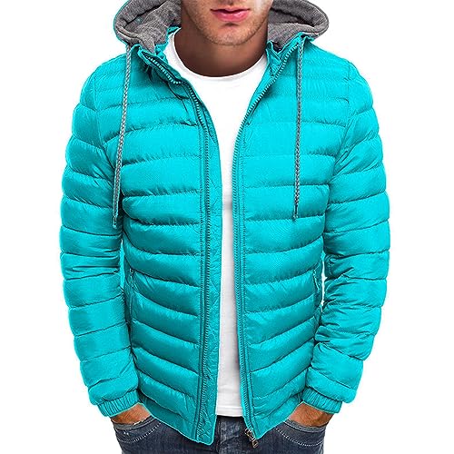 Generisch Winterjacke, Herren Trainingsjacke Leichte Warm Jacke Mit Tasche Und Winter Outwear Motorradjacke Leder Retro% Outdoor Daunenjacken Für Fieldjacket Xxxl Motorrad (M, Himmelblau) von Generisch