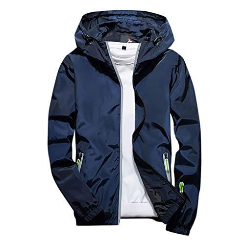 Generisch Winterjacke, Übergangsjacke Herren Regenmantel Leicht Windbreaker Mit Kapuze Softshelljacke Fahrradjacke (XXL, Blue) von Generisch