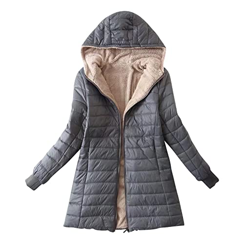 Generisch Winterjacke Damen, Frauen Mäntel Langarm Zipper Front Hoode Warm Casual Raglan Bomber Jacke Mit Taschen Mantel Outwear Damen Winter Jacket Für Funktionsjacke Lang Leichte (S, Grau) von Generisch