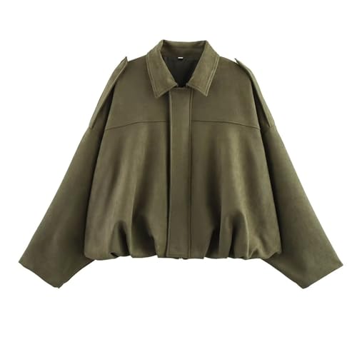 Generisch Winterjacke Damen Fell Elegant Leder Kurzer Wildleder Winterjacke Ausgefallene Wildleder Herbst Mantel Damen Herbst Autumn Herbstmode Kunstleder Kunstlederjacke L von Generisch