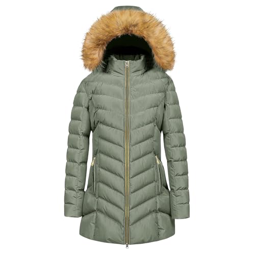 Generisch Winterjacke Damen Lang Warm Steppjacke Daunenjacke Leicht üBergangsjacke mit Kapuze Reissverschluss Elegant Kapuzenjacke Windjacke Herbst Softshelljacke Fleecejacke Wolljacke Wintermantel von Generisch