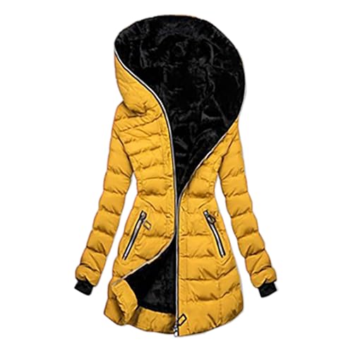 Generisch Winterjacke Damen Mit Kapuze Stepp Wintermantel Damen Elegant Warm Steppjacke Frauen Übergangsjacke mit Reissverschluss Jacke Mantel Winter Mittellang Kuscheljacke Slim Damen-Jacken von Generisch