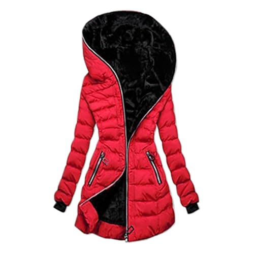 Generisch Winterjacke Damen Mit Kapuze Stepp Wintermantel Damen Elegant Warm Steppjacke Frauen Übergangsjacke mit Reissverschluss Jacke Mantel Winter Mittellang Kuscheljacke Slim Damen-Jacken von Generisch