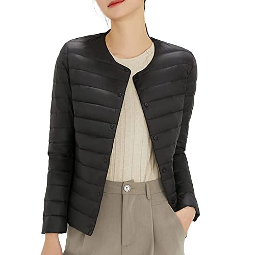 Generisch Winterjacke Damen-Packbare, ultraleichte, Kurze Daunenjacke für Damen (Black, L) von Generisch