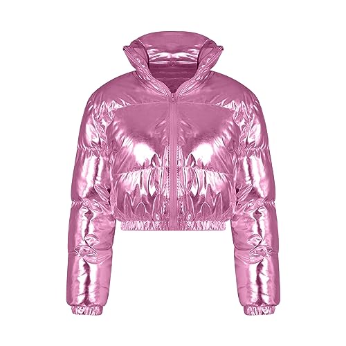 Generisch Winterjacke Damen Sale Wintermantel Damen Warm Elegant Jacke Glänzend, Mit Reißverschluss, Kurze Blase, Puffy-Mäntel Für Den Winter Steppmantel Damen Leicht Regenjacke Damen Angebote von Generisch