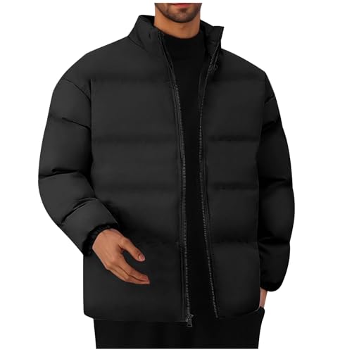 Generisch Winterjacke Herren Daunenjacke Warm Jacke M-5XL ohne Kapuze Steppjacke Winter Jacken Bequeme Skijacke Casual Puffer Jacket Große Größen Übergangsjacke Outdoor Softshelljacke Schwarz M von Generisch