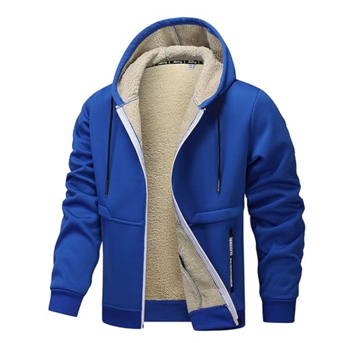Generisch Winterjacke Herren Gefütterte Jacke mit Kapuze Männer Einfarbiges Mantel mit Reißverschluss Winddicht Outdoorjacke Wärmend Jacke Mantel Wintermantel Sweatjacke Herren Fleece(#04,L) von Generisch