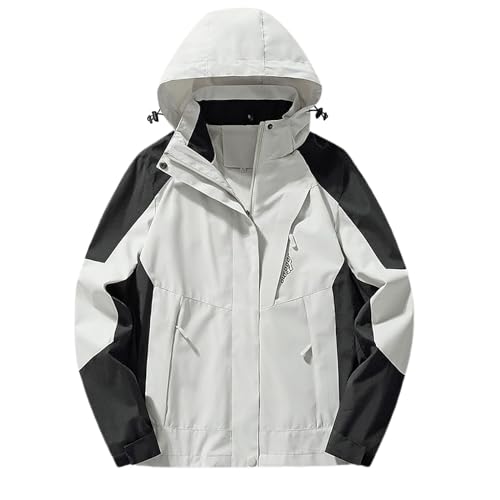 Generisch Winterjacke Herren Jacke Blousonjacke Herren Outdoor Bergsteigen Sport Freizeit Mode Lose Hardshell Jacke (White, M) von Generisch