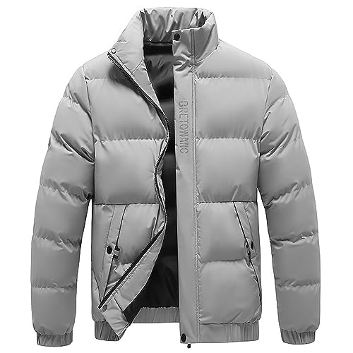 Generisch Winterjacke Herren Ohne Kapuze, Steppjacke Herren Winter Warm, Anorak Einfarbig Hybridjacke Mit Stehkragen Winterparka Dick Herrenjacke Weich Thermojacke Mit Reißverschlusstasche Parka von Generisch