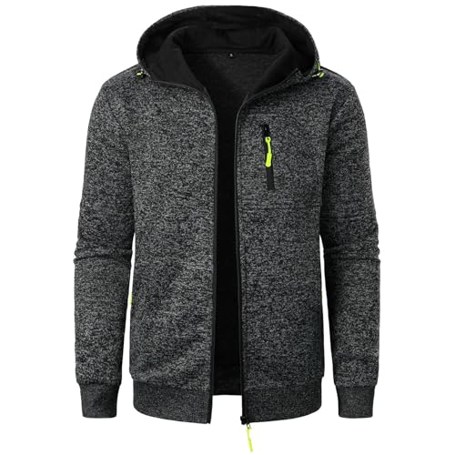 Generisch Winterjacke Herren Oversize Hoodie Einfarbig Langarm Sweatjacke Kapuzenjacke Sweatshirt Kapuzenpullover Sportjacke Übergangsjacke Mantel Blacke Friday Angebote(A04 Dark Gray,XXL) von Generisch