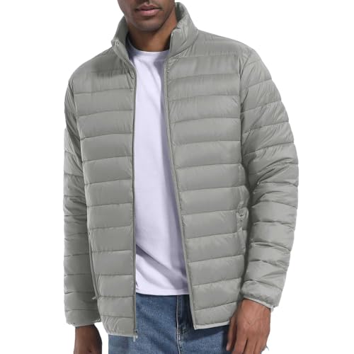 Generisch Winterjacke Herren Steppjacke Winter Daunenjacke Dicke Thermo Jacket mit Reißverschluss Schwergewicht Warmer Übergangsjacke Langarm Classic Einfarbige Mantel Fashion Bequeme Thermojacke von Generisch