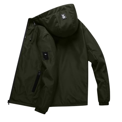 Generisch Winterjacke Herren Winddicht Regenjacke mit Reißverschluss Leicht Elegant Übergangsjacke Warm Bequeme Softshelljacke Für Herren Oversized Outdoor Bomberjacke Sport Windbreaker von Generisch