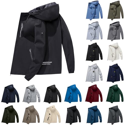 Generisch Winterjacke Herren Winddicht Regenjacke mit Reißverschluss Leicht Elegant Übergangsjacke Warm Bequeme Softshelljacke Für Herren Oversized Outdoor Bomberjacke Sport Windbreaker von Generisch