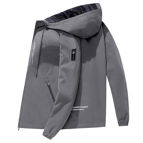 Generisch Winterjacke Herren Winddicht Regenjacke mit Reißverschluss Leicht Elegant Übergangsjacke Warm Bequeme Softshelljacke Für Herren Oversized Outdoor Bomberjacke Sport Windbreaker von Generisch