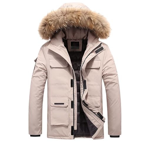 Generisch Winterjacke Herren - Winter Schnee Unten Jacken Herbstjacke Einfarbig Herrenjacke Lange Warme Gefütterte Leichte Komfortabel Parka Jacke Wattierte Hoodie Jacke Winddichter Winterjacke von Generisch