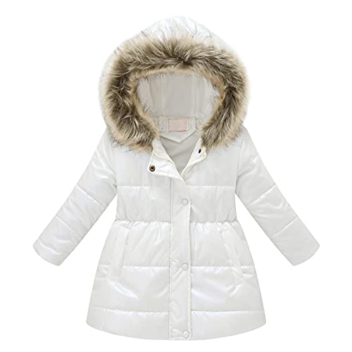 Generisch Winterjacke Mädchen Daunenjacken - Thermo Daunenmantel Gepolsterte Winterjacke Warme und Weich Mittel- bis Langes Kindermäntel Winddichte Leichtgewicht Herbst Winter Jacke Mantel von Generisch