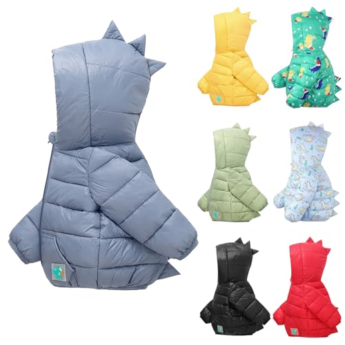 Generisch Winterjacke Mädchen Jungen Dino Kapuzenjacke mit Taschen Winter Warme Steppjacke Niedliche Wintermantel Kinder Casual Winddicht Daunenjacke Leichte Full-Zip Puffer Jacke Outdoor 1-5 Jahre von Generisch