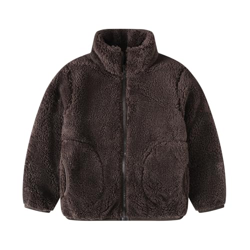 Generisch Winterjacke Mädchen Warme Fleecejacke Kinder Mädchen Stehkragen Kinderjacke Fleece Kuscheljacke Weiche Teddyjacke Einfarbige Wintermantel Flauschig Casual Outdoorjacke Kaffeebraun 3-4 Jahre von Generisch