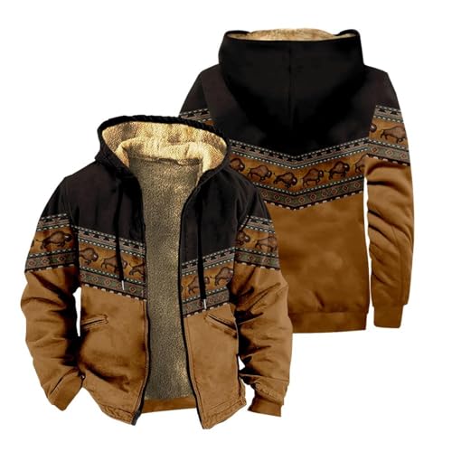 Generisch Winterjacke Wandern Herren Herbst Winter Herren Kapuzen Fleece Langarm Tasche Übergröße Sweatshirt Jacke Warme Mit Fell (Black, S) von Generisch