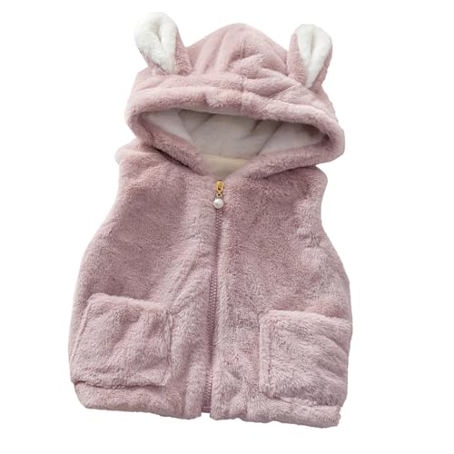 Generisch Winterjacke mädchen - Fleecejacke mit Kapuze & Reißverschluss Knöpfe Westen Stand Collar Warm Fleece Kinder Kapuzenjacke mit Taschen Regular Wintermantel Baby Outdoor-Oberteil Winter von Generisch