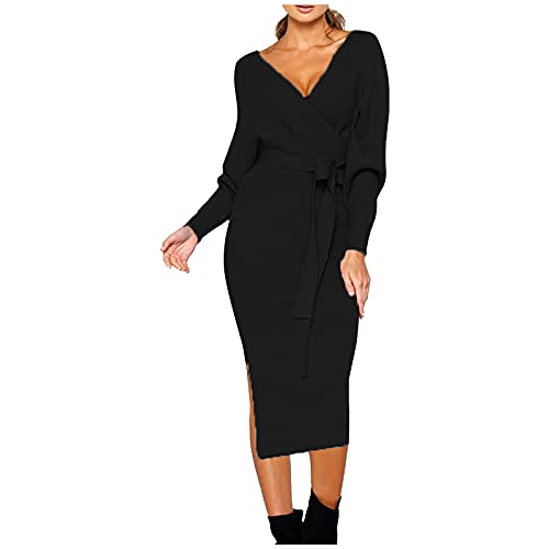 Generisch Winterkleider Damen Elegant Lang Strickkleid Mit V Ausschnitt Damen Pulloverkleid Langarm Mit Gürtel Strickpullover Figurbetontes Hohe Taille Freizeitkleid Bodycon Mit Schlitz Pulllikleid Generisch Winterkleider Damen Elegant Lang Strickkleid Mit V Ausschnitt Damen Pulloverkleid Langarm Mit Gürtel Strickpullover Figurbetontes Hohe Taille Freizeitkleid Bodycon Mit Schlitz Pulllikleid von Generisch