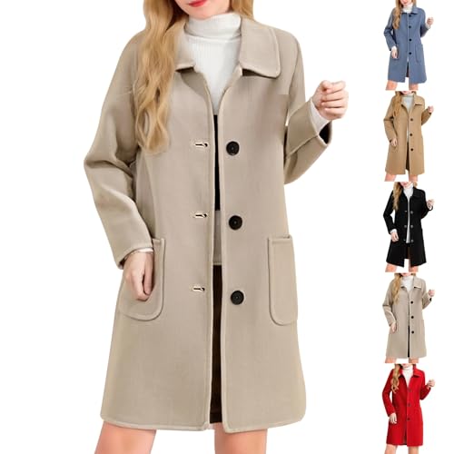 Generisch Wintermantel Damen, Trenchcoat Damen Lang, Herbstjacke Elegant Winterjacke Lässige Kapuzenjacke Warm Jacke Herbst Übergangsjacke Windbreaker Winter Mantel Mit Kapuze von Generisch