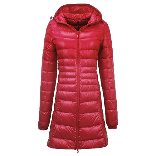 Generisch Wintermantel Damen Lang Winter Wasserdicht Outdoor Packbar Steppjacke Herbst Mantel Leicht Damen-Jacken Steppmantel Warm Wandern Winter Daunenmantel mit Kapuze Übergangsjacke Winterjacke von Generisch