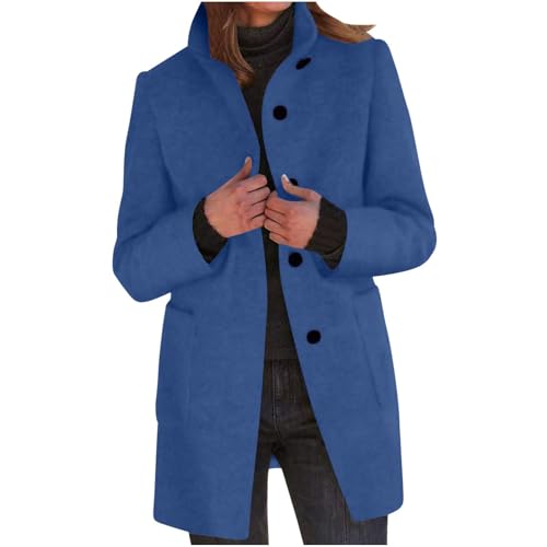 Generisch Wintermantel Damen Lang Wollmantel Winter Outdoor Laufjacke Übergang Leicht Trenchcoat Slim Fit Wintermantel Klassischer Langarm Winterjacke Bequeme Verdickte Übergangsmantel von Generisch