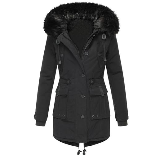 Generisch Wintermantel-Damen-Teddyfell-Fleece-lang-Winterjacke-Warm-Gefüttert-Winterparka-mit-Kapuze-Kunstpelzkragen-Jacke-Reißverschluss-Classics-Übergangsjacke-Winddichte-Verdickene-Outdoorjacke Generisch Wintermantel-Damen-Teddyfell-Fleece-lang-Winterjacke-Warm-Gefüttert-Winterparka-mit-Kapuze-Kunstpelzkragen-Jacke-Reißverschluss-Classics-Übergangsjacke-Winddichte-Verdickene-Outdoorjacke von Generisch