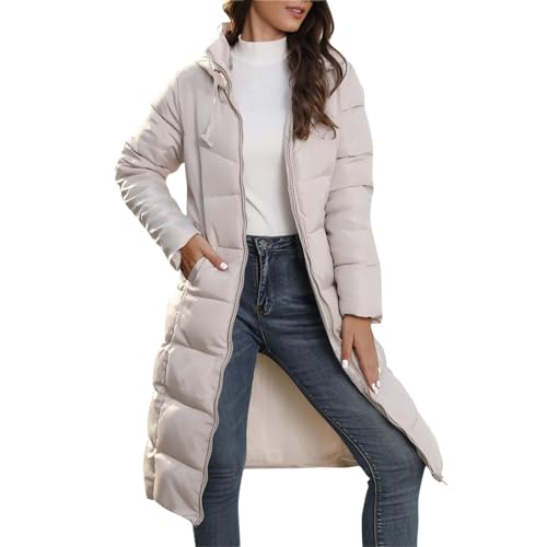 Generisch Wintermantel Damen Winterjacke Parka Lang Warm Gefütterter mit Kapuze, Teddyfleece Mäntel Reißverschluss Winterparka Mittlere Damen-Winterjacke Strickjacken FüR Damen Lang Mit Kapuze von Generisch