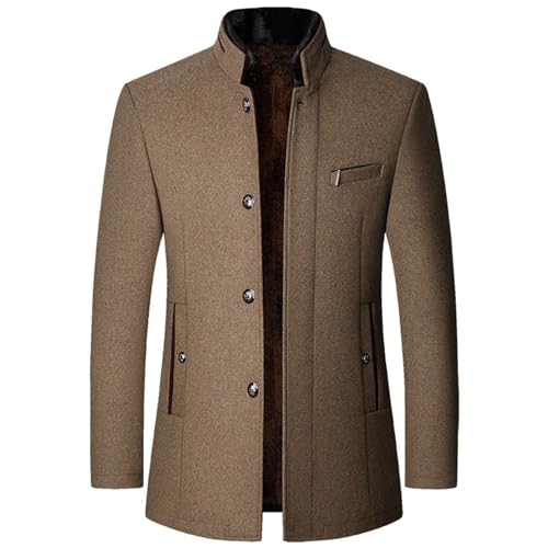 Generisch Wintermantel Herren 5xl, Wintermantel Herren Warm Business Vintage Mit Taschen Wollmantel Lang Dicke Wintermantel Regular Fit Warm Tweed Jacke Schwarz Slim Fit Winterjacken von Generisch